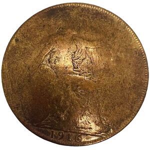 Georgivs VDei Gra Britt One Penny Concho 1916 Collectible Coin